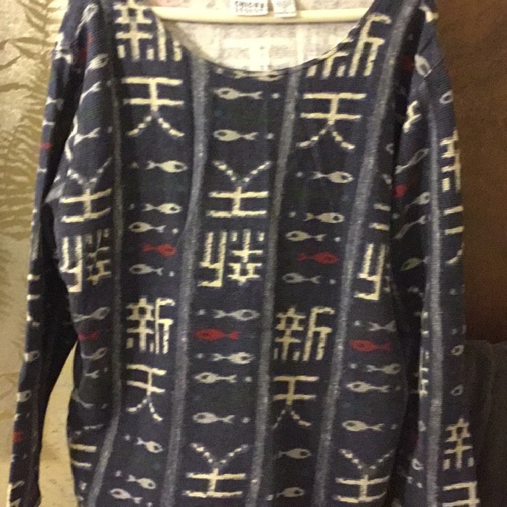 Long sleeve design shirt,byCHICO’S  size 2 EUC